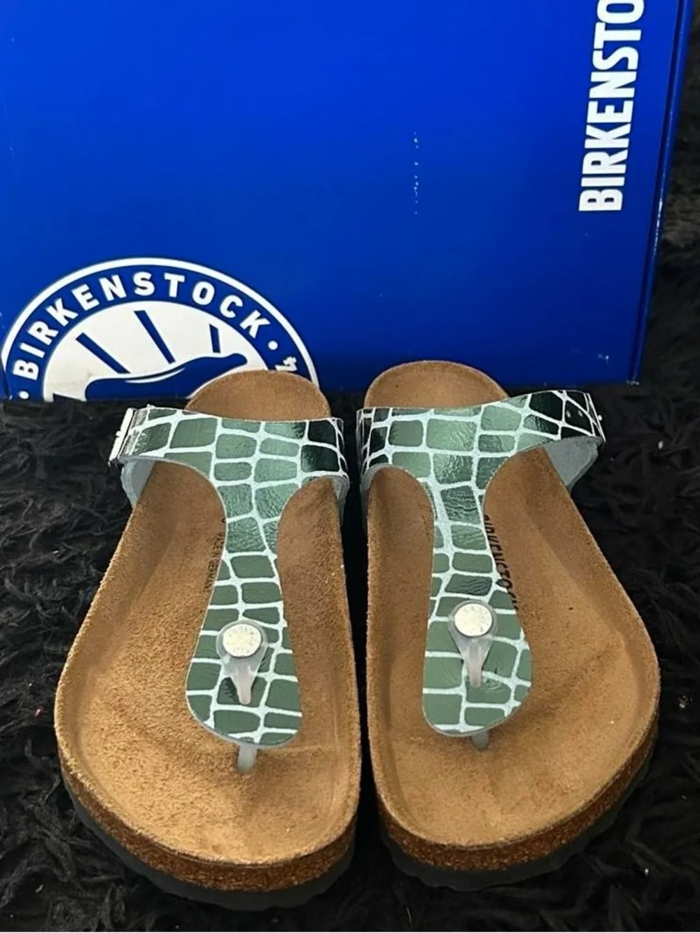 Birkenstock 💅🌴 Ocean Breeze Gator Birko-Flor Leather Sandals Slides 7 7.5 38 NEW